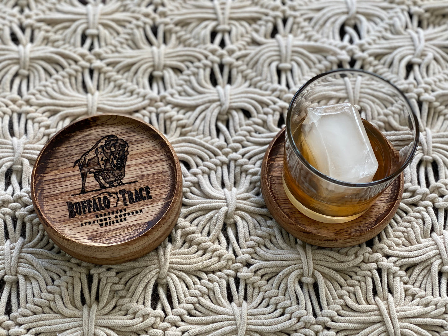 Nesting Oak Coasters with Bottle Opener (Set of Three)
